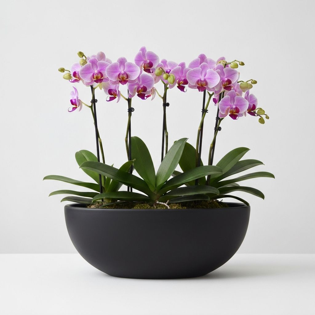 Arranjo de orquídeas mini em vaso cerâmico